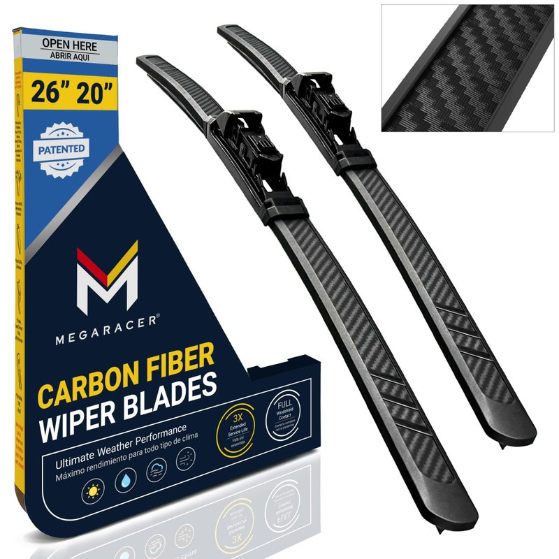 Patented OEM Carbon Fiber Windshield Wipers 2620  Tesla Model Y 20202025  Model S 20212025  Model X 20222025  Front Automotive Replacement Windshield Wiper Blades for my Car 2 Pack Top Lock